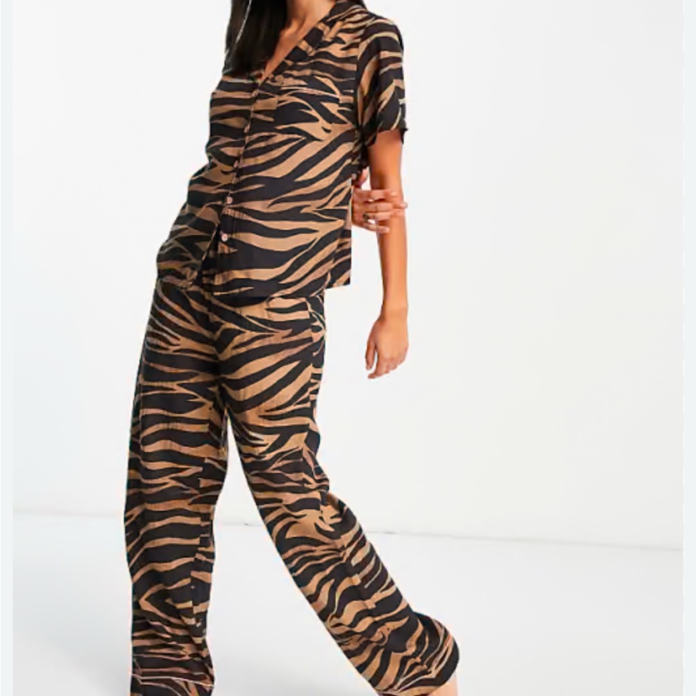 ASOS Zebra Print Pajama Set - Black and Brown